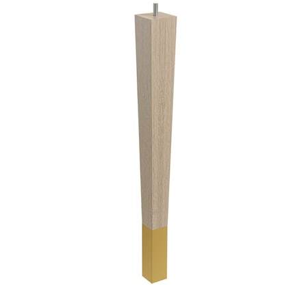 18 Square Tapered Leg With Bolt And 4 Satin Brass Ferrule - White Oak